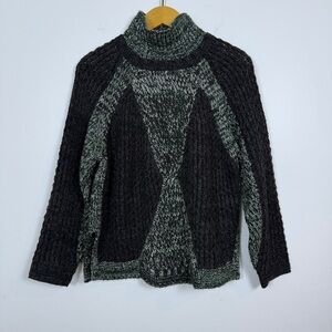 Curio New York Chunky Colorblock Turtleneck Sweater Size Medium Cozy Knit